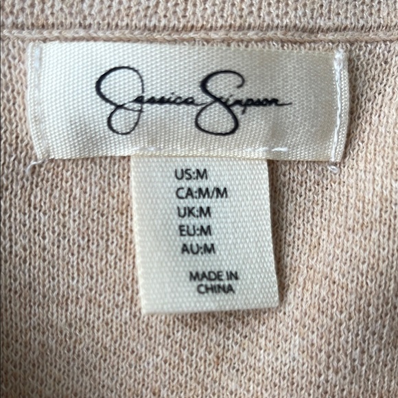Jessica Simpson Tan Cardigan Sweater with Collared Neckline, M. - Picture 5 of 7